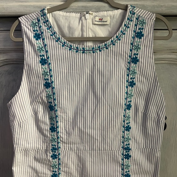 Vineyard Vines Pop Embroidered Shift‎ Dress Hydrangea Blue & White - Picture 6 of 8